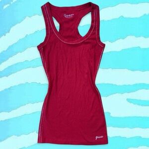 Vintage Y2k GUESS Red Women's Tank Top ~ Size XS/S